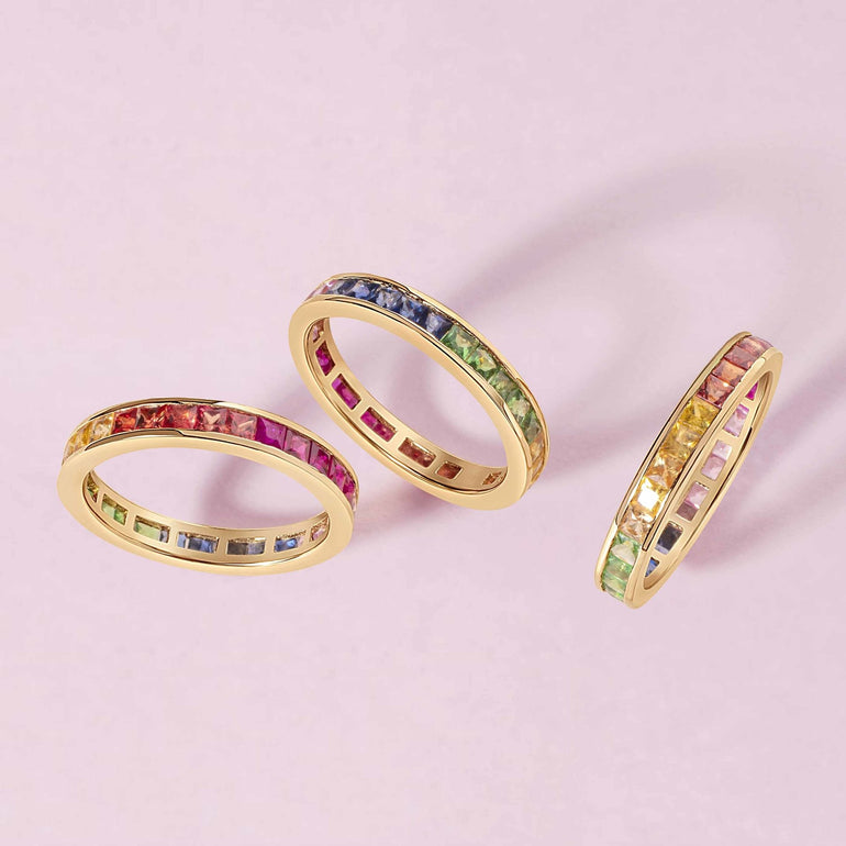 Gold Outline Rainbow Ring - Sparkle Society