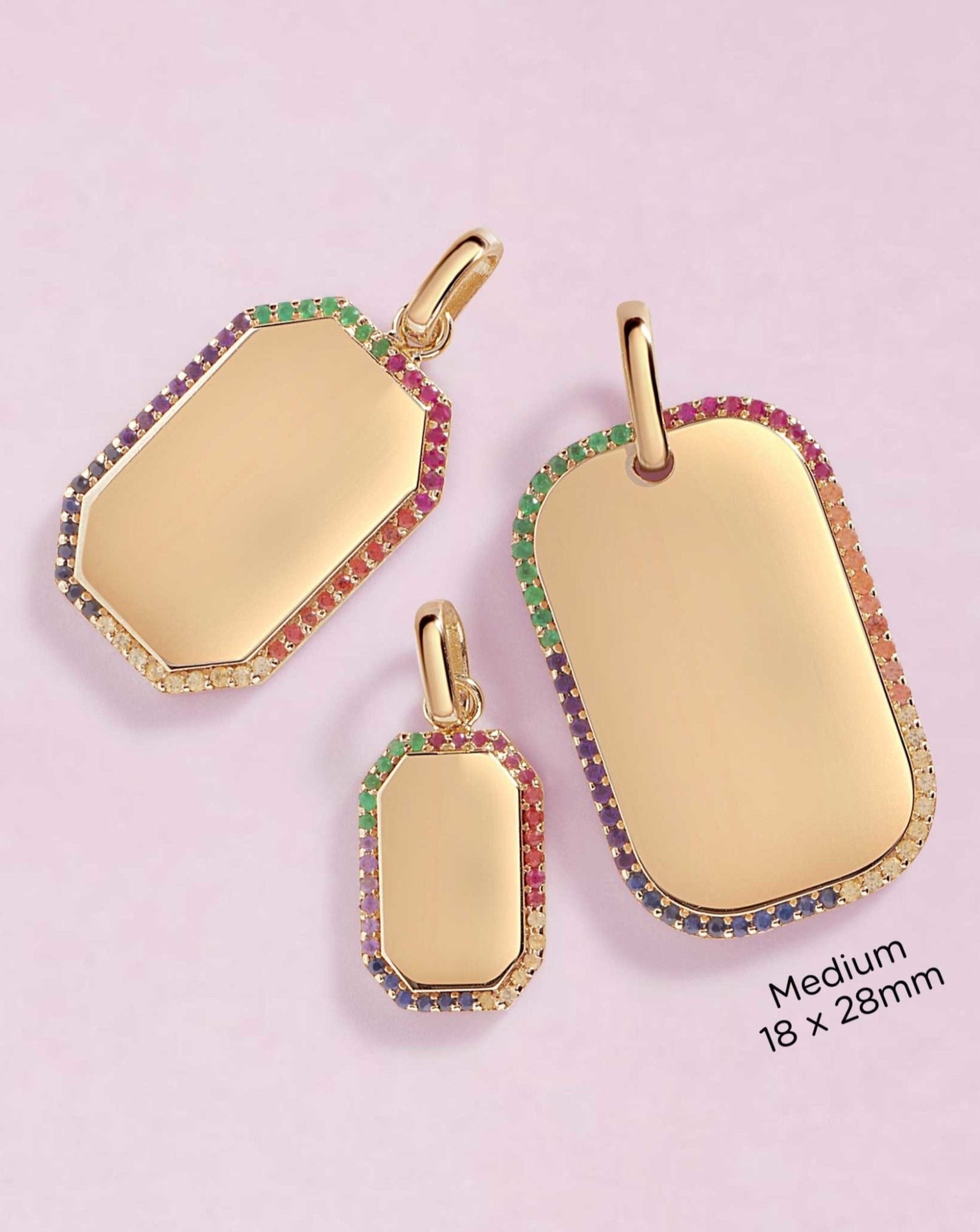 Rainbow Outline ID Tag Necklace Charm - Eleonora Beracasa