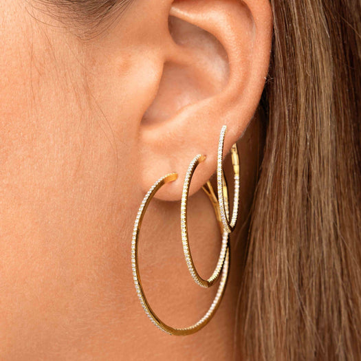 Slim Diamond Hoop Earrings - Sparkle Society