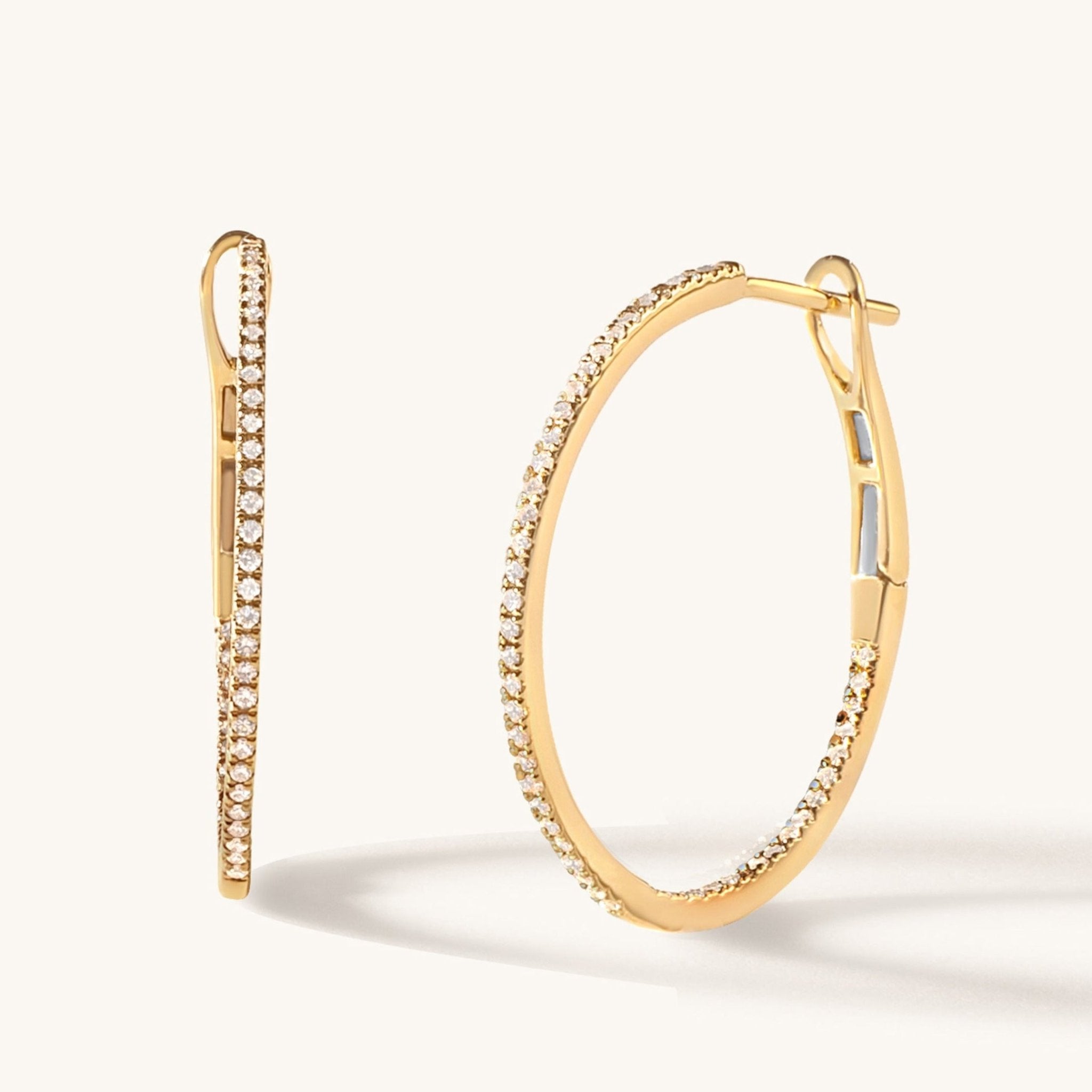 Slim Diamond Hoop Earrings - Sparkle Society