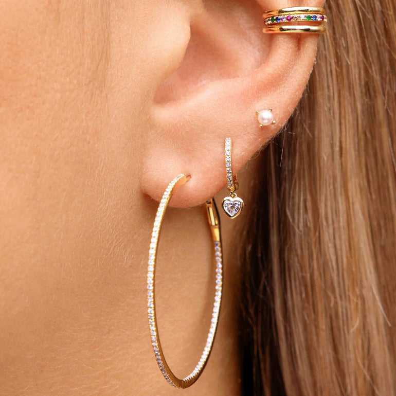 Slim Diamond Hoop Earrings - Sparkle Society