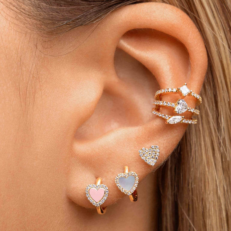 Small Diamond Heart Stud Earrings - Sparkle Society