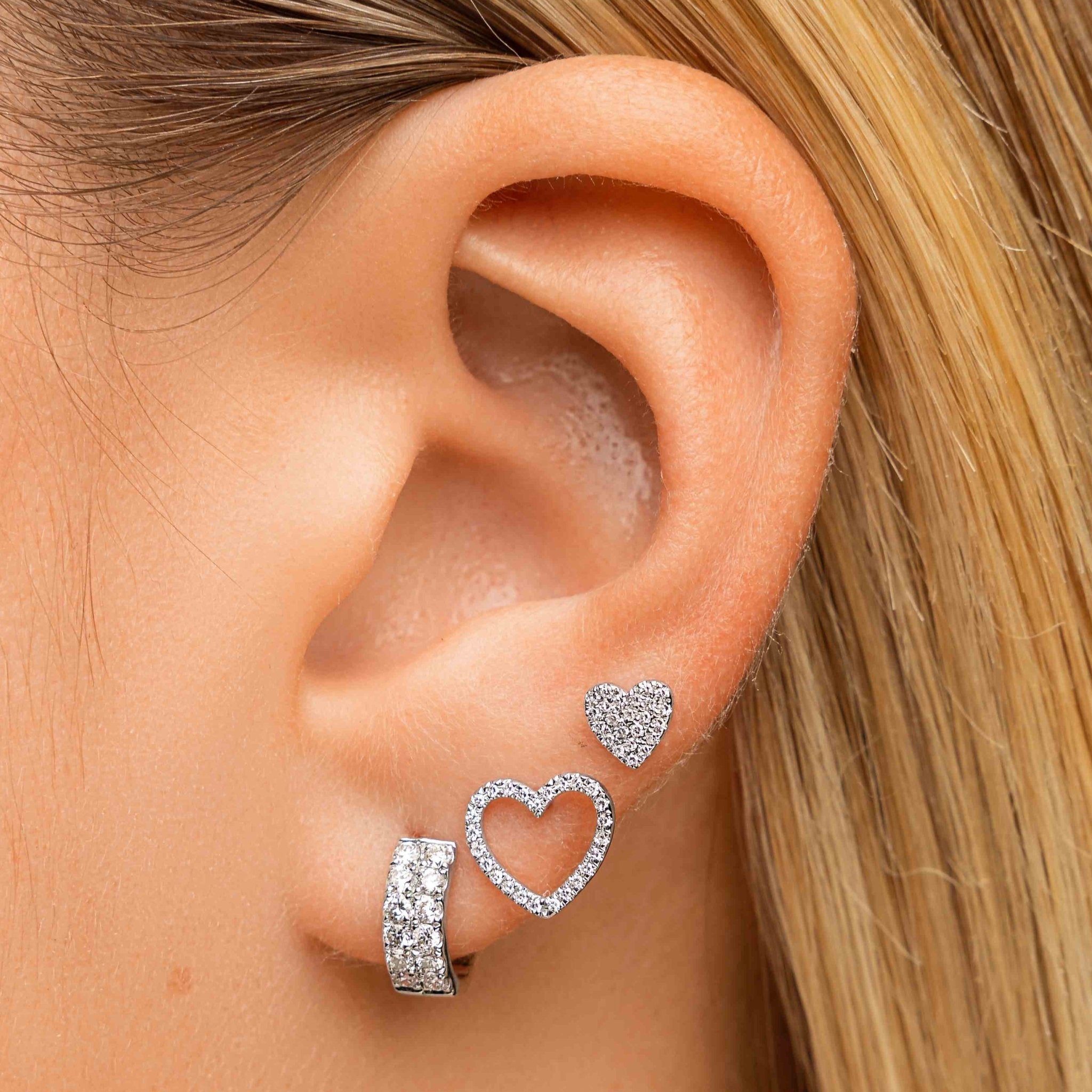 Small Diamond Heart Stud Earrings - Sparkle Society