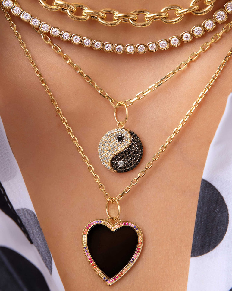 Small Diamond Yin & Yang Necklace Charm - Sparkle Society