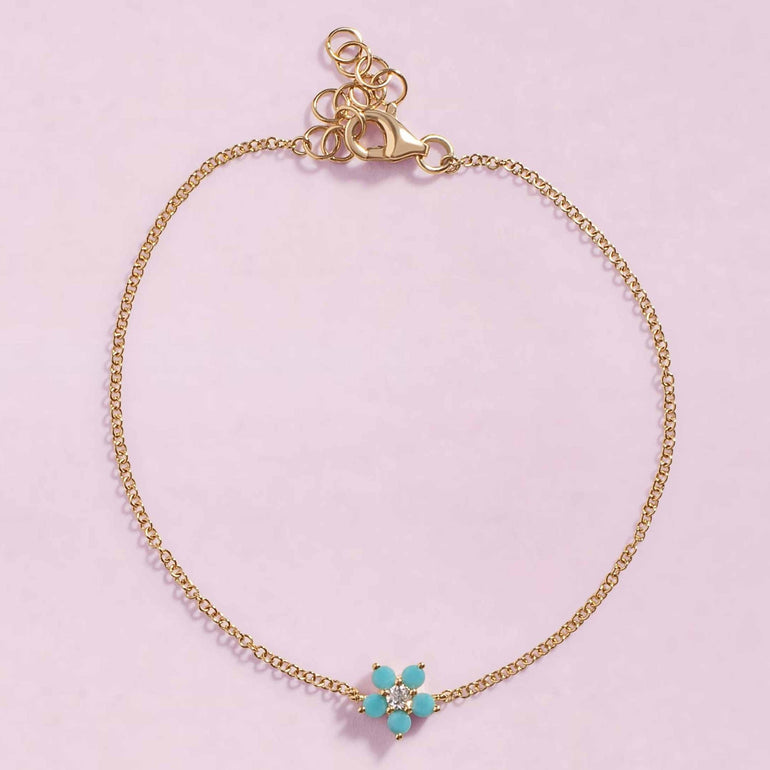 Small Turquoise Flower Bracelet - Sparkle Society