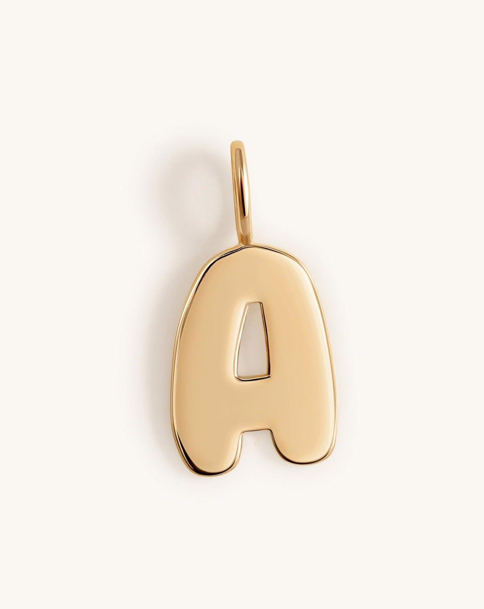 Solid Gold Bubble Font Initial Necklace Charm - Sparkle Society