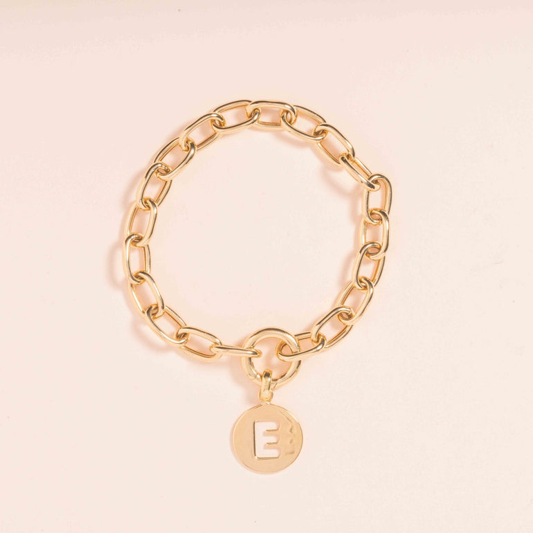 Solid Gold Cutout Initial Disc Necklace Charm - Sparkle Society