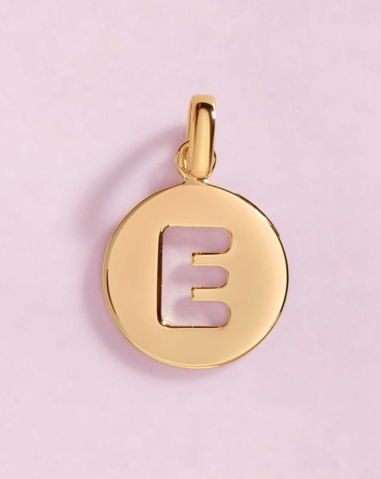 Solid Gold Cutout Initial Disc Necklace Charm - Sparkle Society