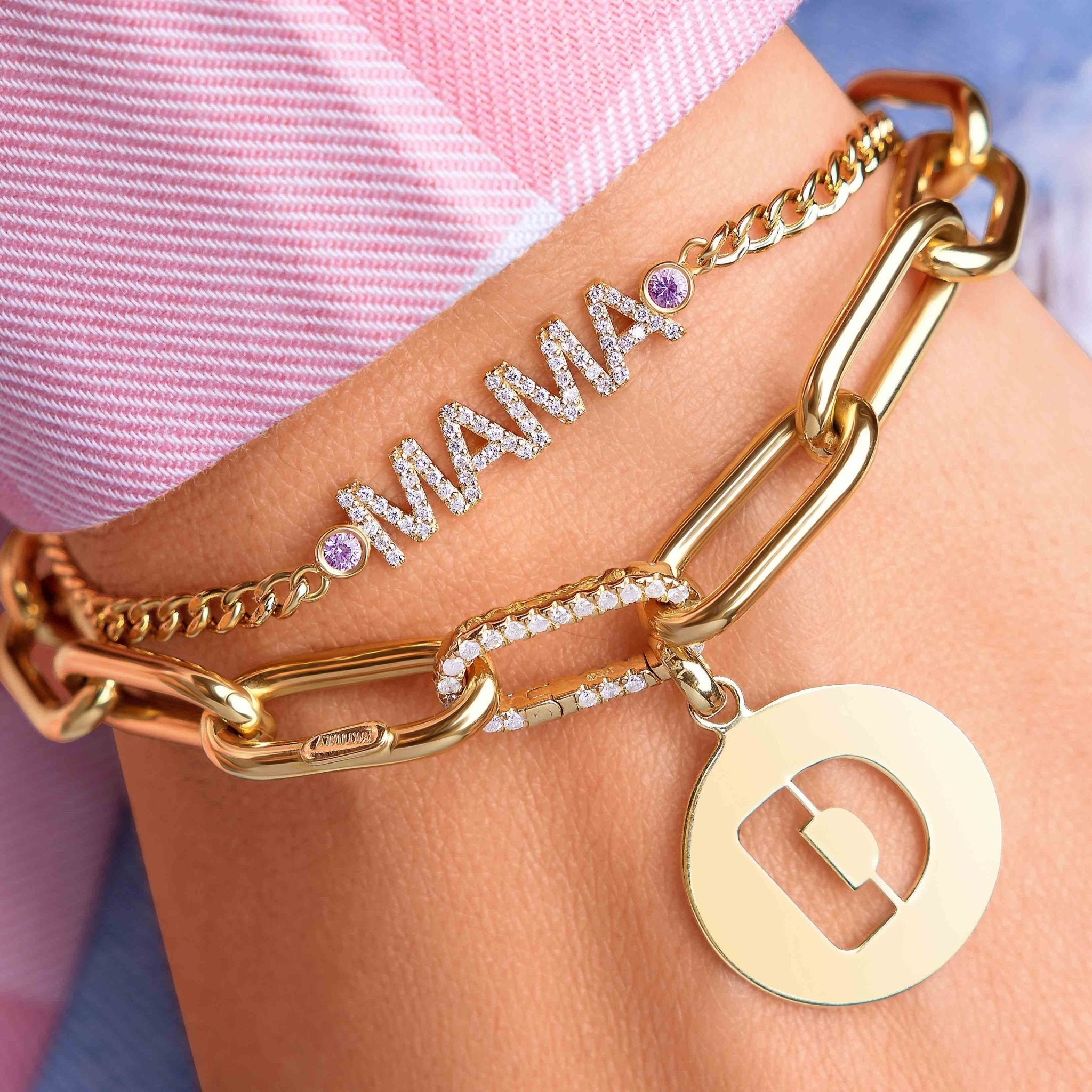 Solid Gold Cutout Initial Disc Necklace Charm - Sparkle Society