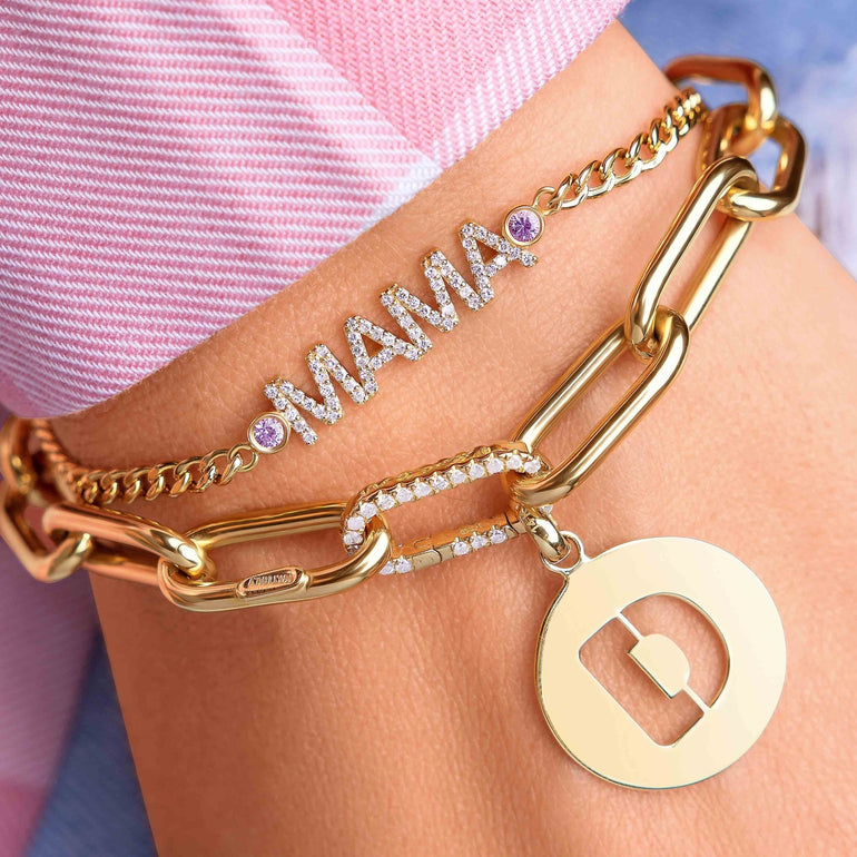 Solid Gold Cutout Initial Disc Necklace Charm - Sparkle Society