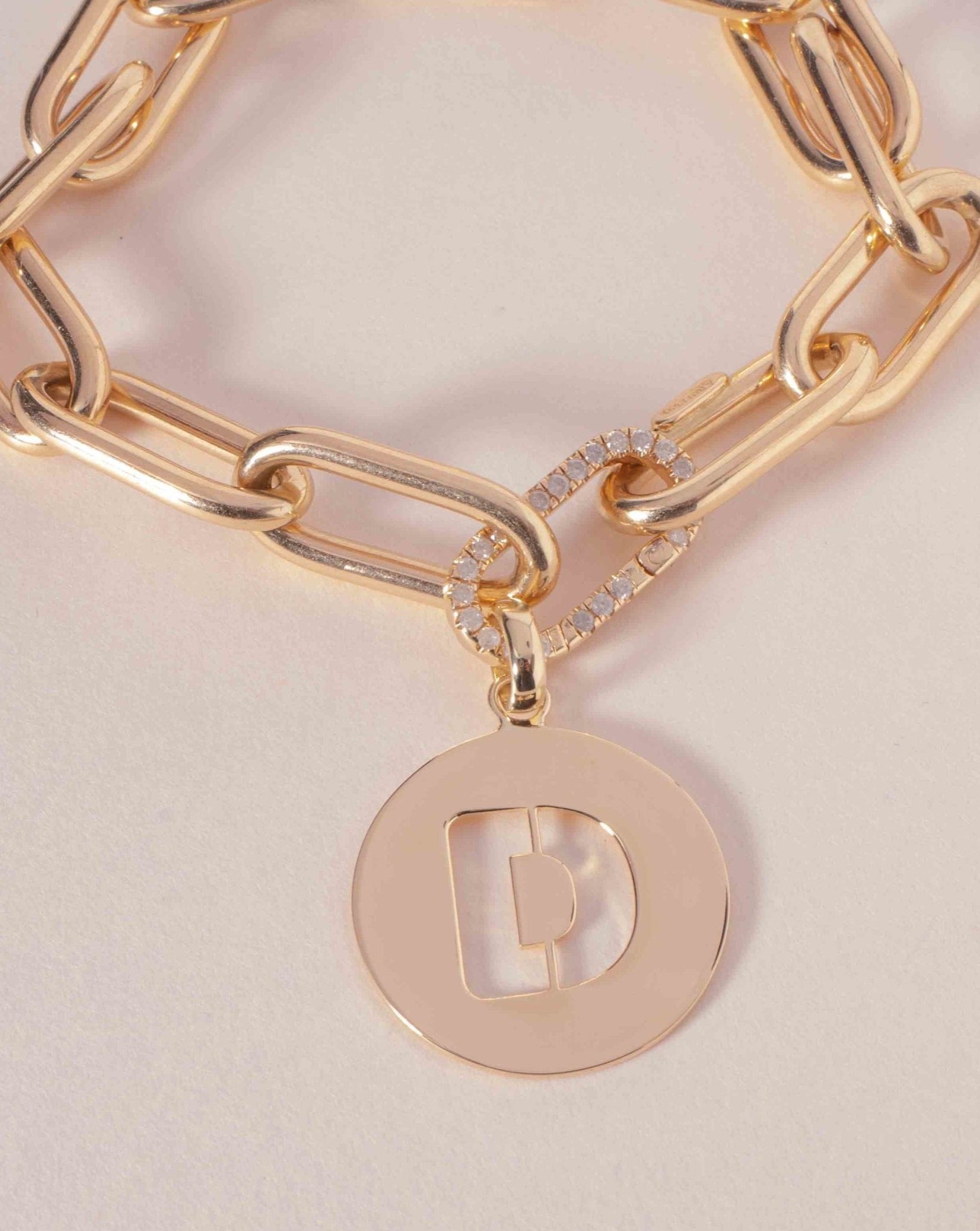 Solid Gold Cutout Initial Disc Necklace Charm - Sparkle Society