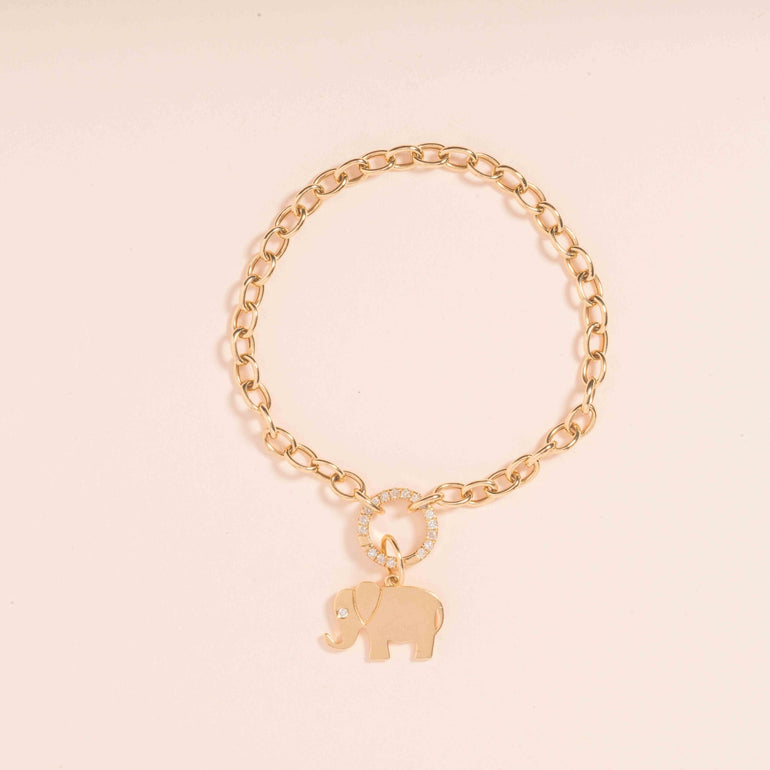 Solid Gold Elephant Necklace Charm - Sparkle Society