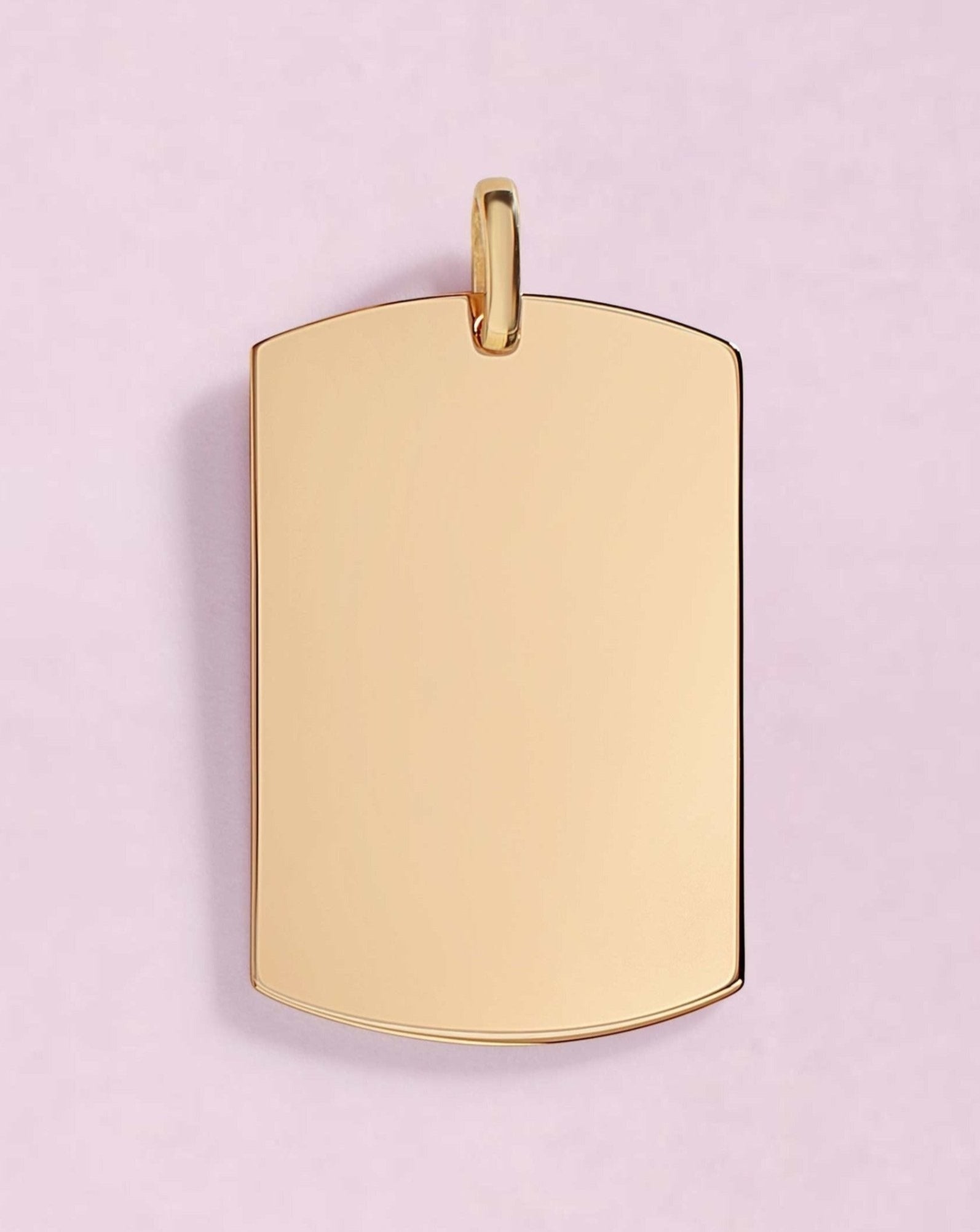 Engravable Solid Gold ID Tag Necklace Charm - Sparkle Society