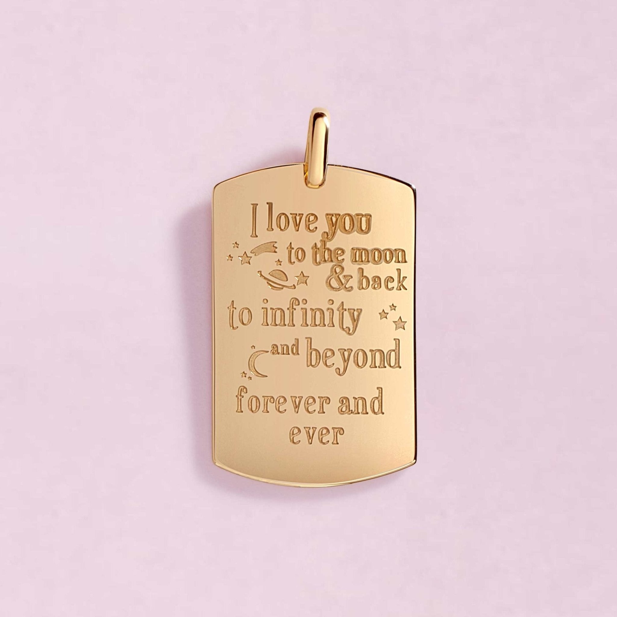 Engravable Solid Gold ID Tag Necklace Charm - Sparkle Society