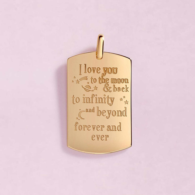 Engravable Solid Gold ID Tag Necklace Charm - Sparkle Society