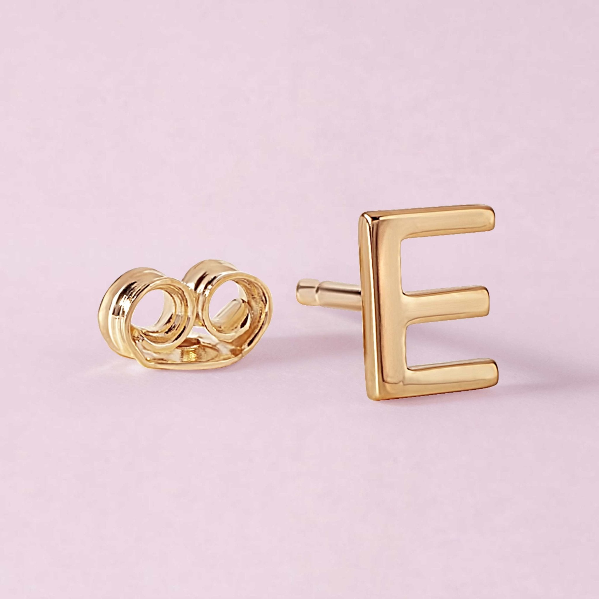 Solid Gold Initial Stud Earrings - Sparkle Society