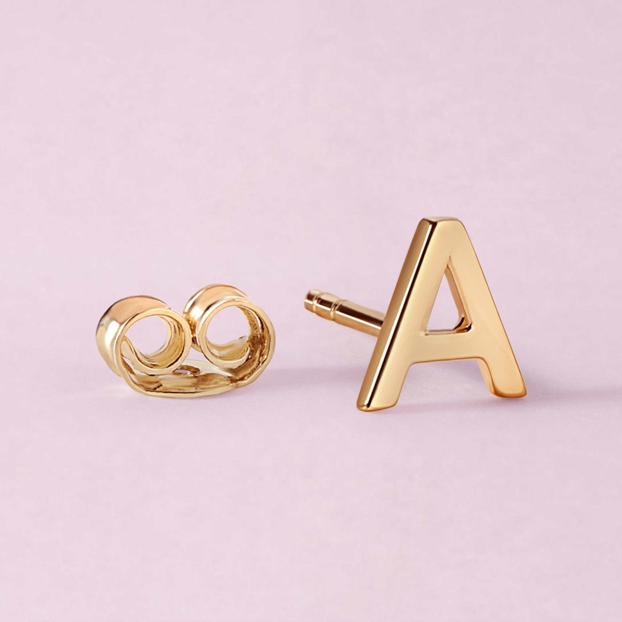 Solid Gold Initial Stud Earrings - Sparkle Society