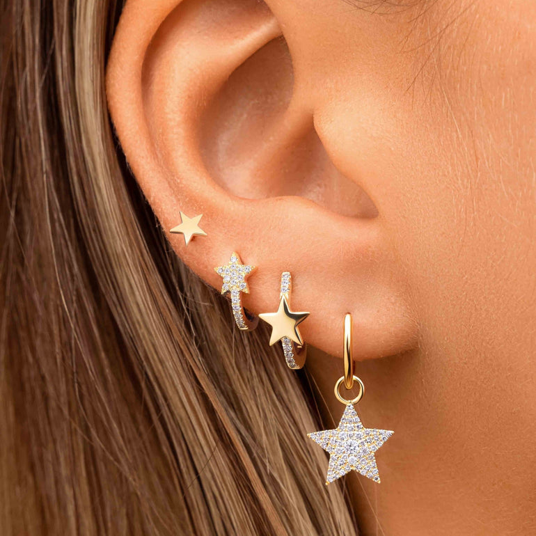 Mini Solid Gold Star Stud Earrings - Sparkle Society
