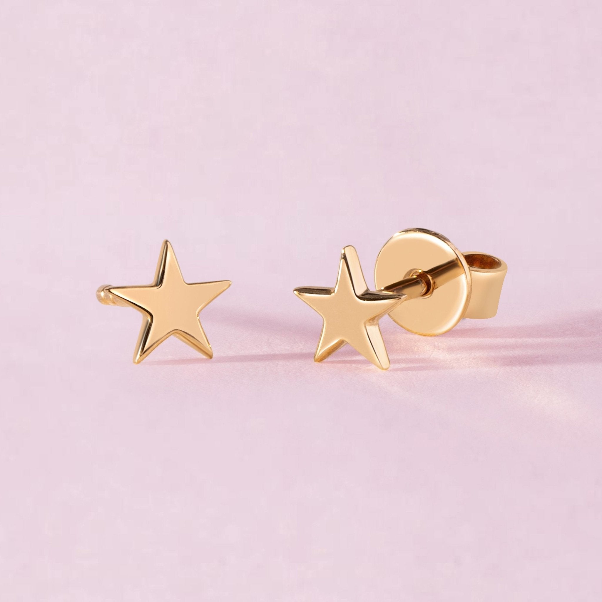 Mini Solid Gold Star Stud Earrings - Sparkle Society