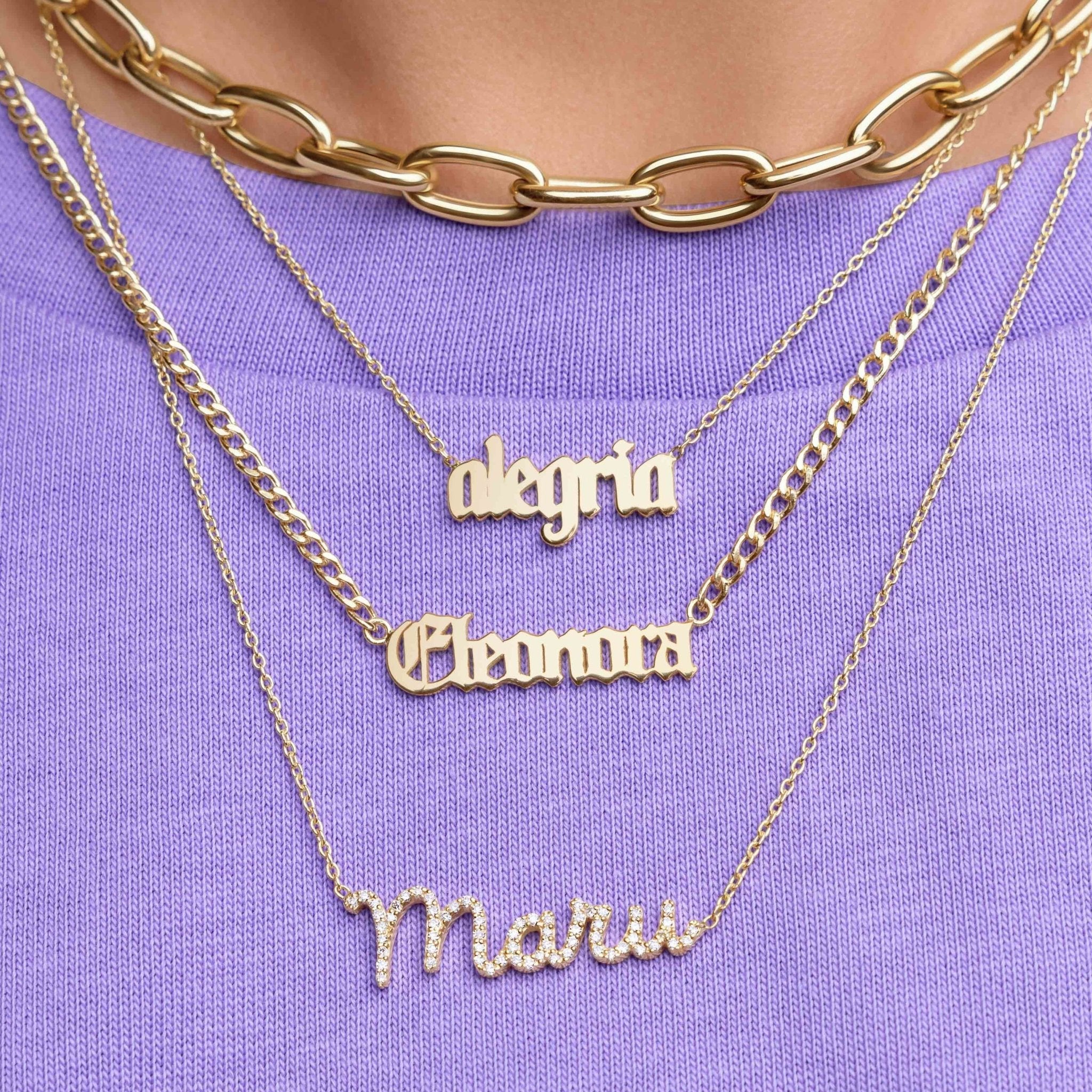 Solid Gold Custom Necklace - Sparkle Society