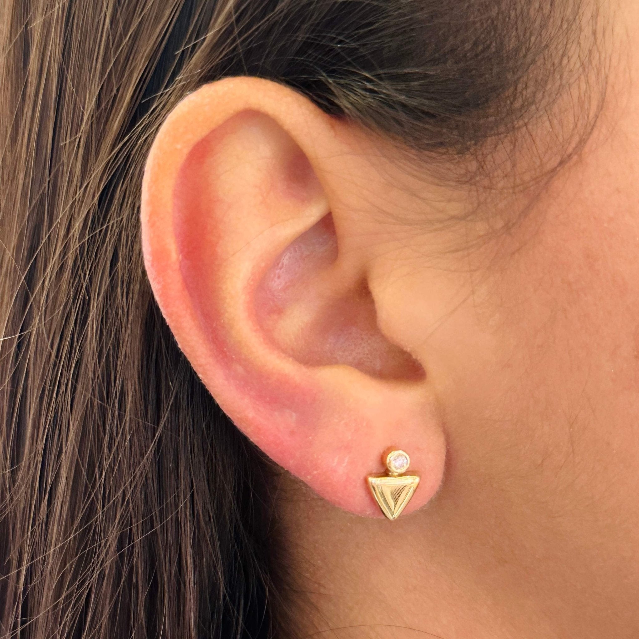 Solid Gold Triangle Stud Earring - Sparkle Society