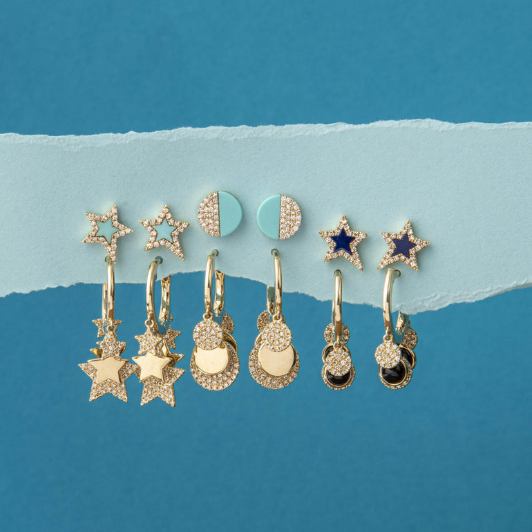 Gold And Diamond Star Charm Huggie Earrings - Sparkle Society