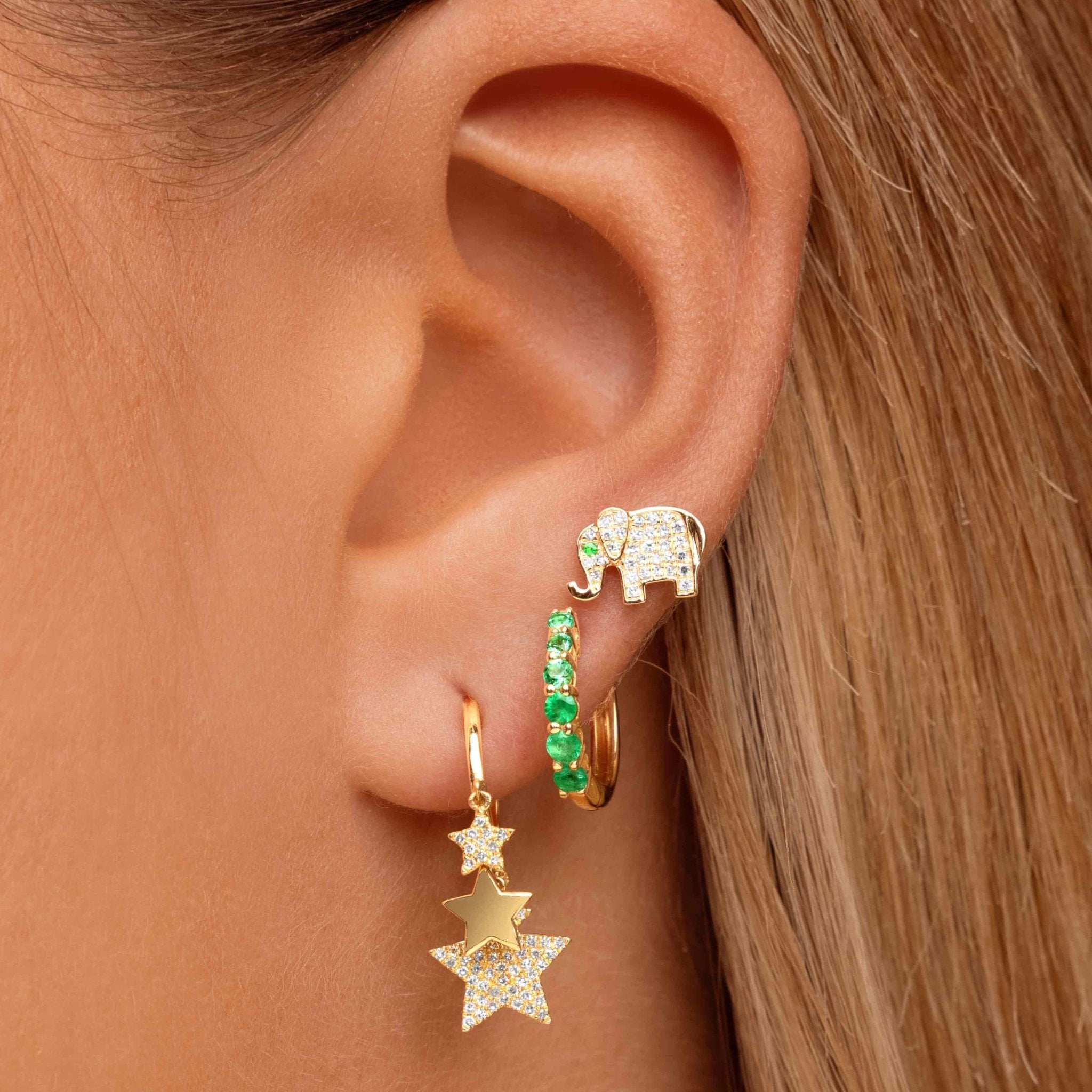 Gold And Diamond Star Charm Huggie Earrings - Sparkle Society