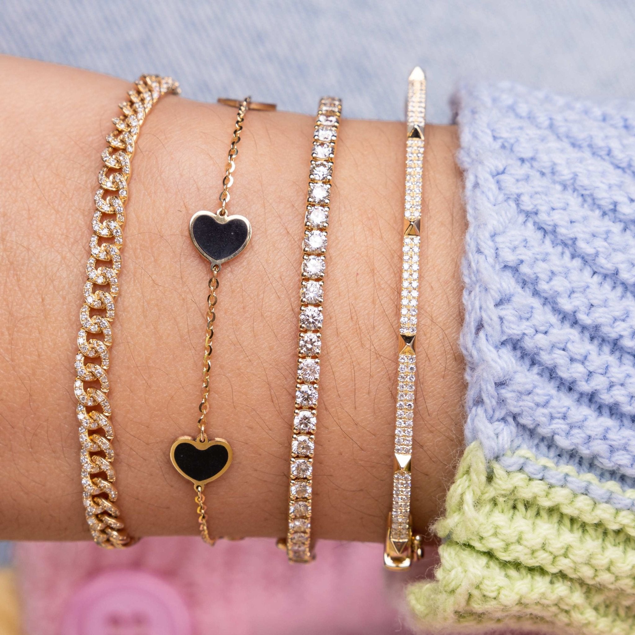 Thin Diamond And Spike Bangle - Sparkle Society