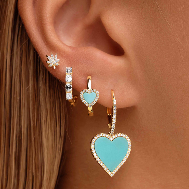 Tiny Diamond Joy Leaf Stud Earrings - Sparkle Society