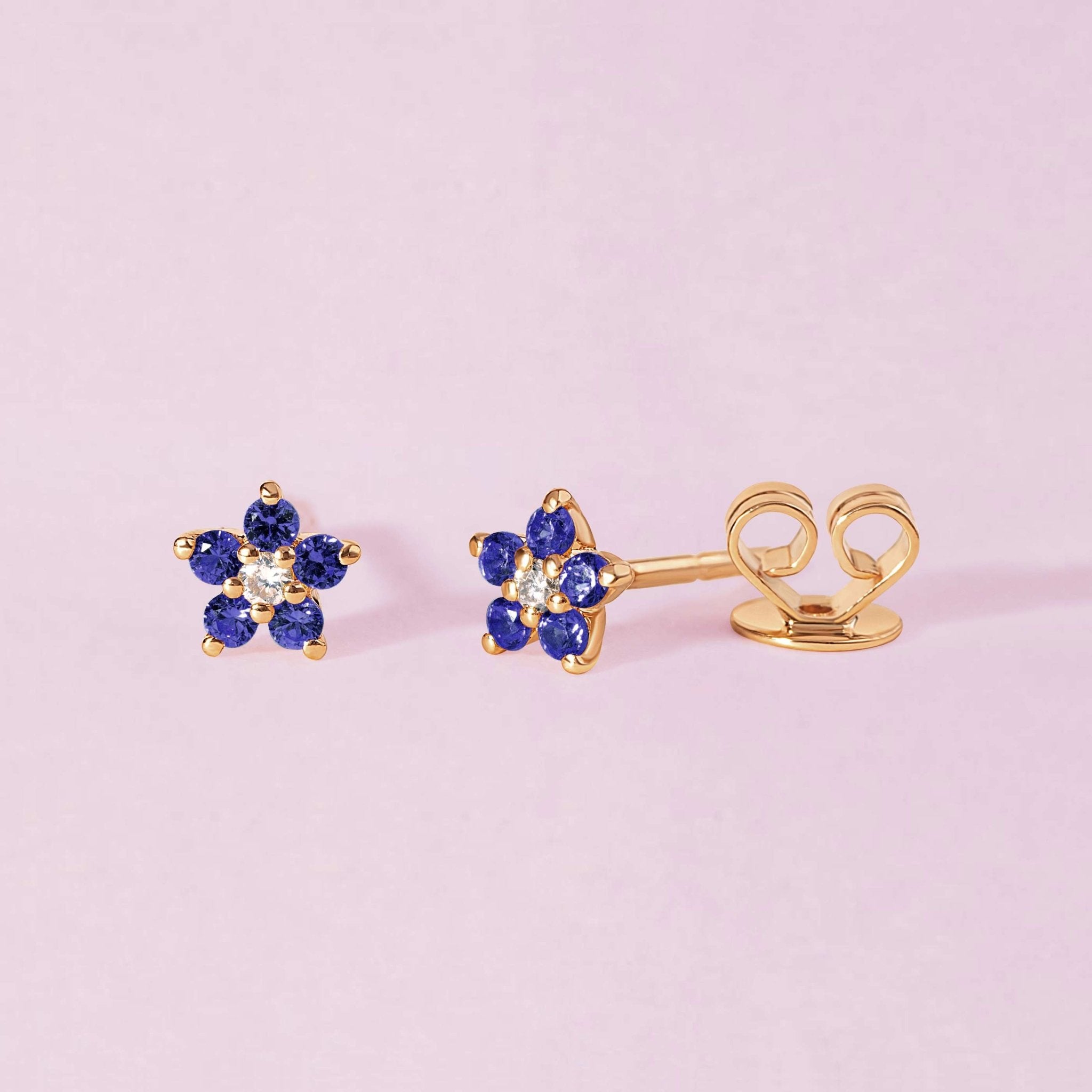 Tiny Gemstone Flower Studs - Sparkle Society