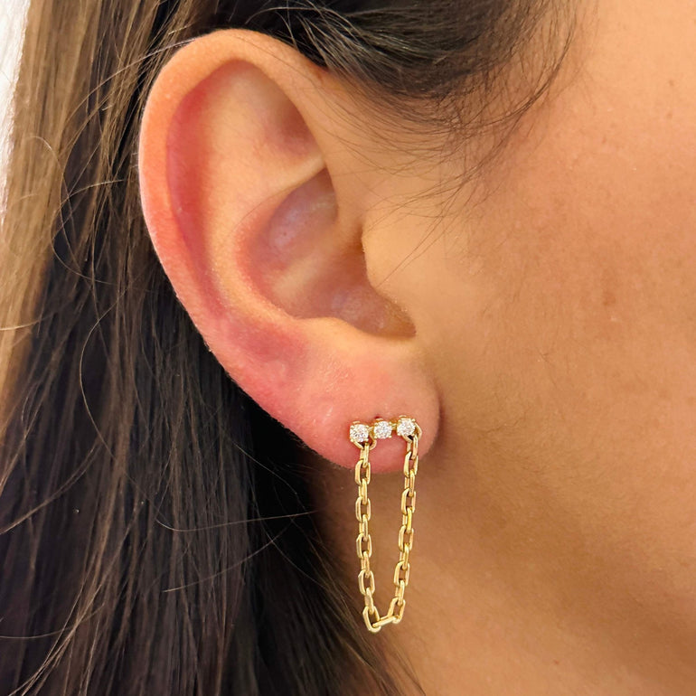 Triple Diamond Drop Earring - Sparkle Society