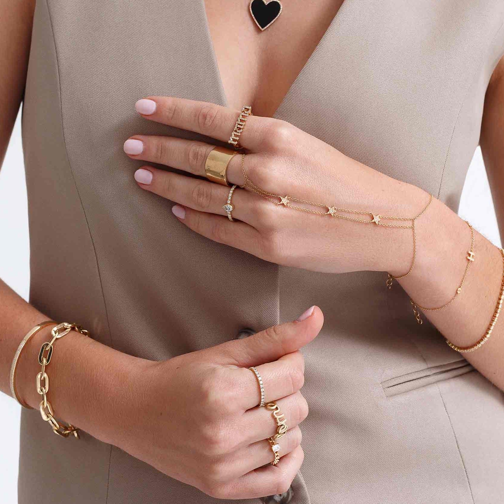 Gold Bracelet Hand Ring Chain | Bracelet Chain Link Hand Ring - Simple  Heart Pendant - Aliexpress