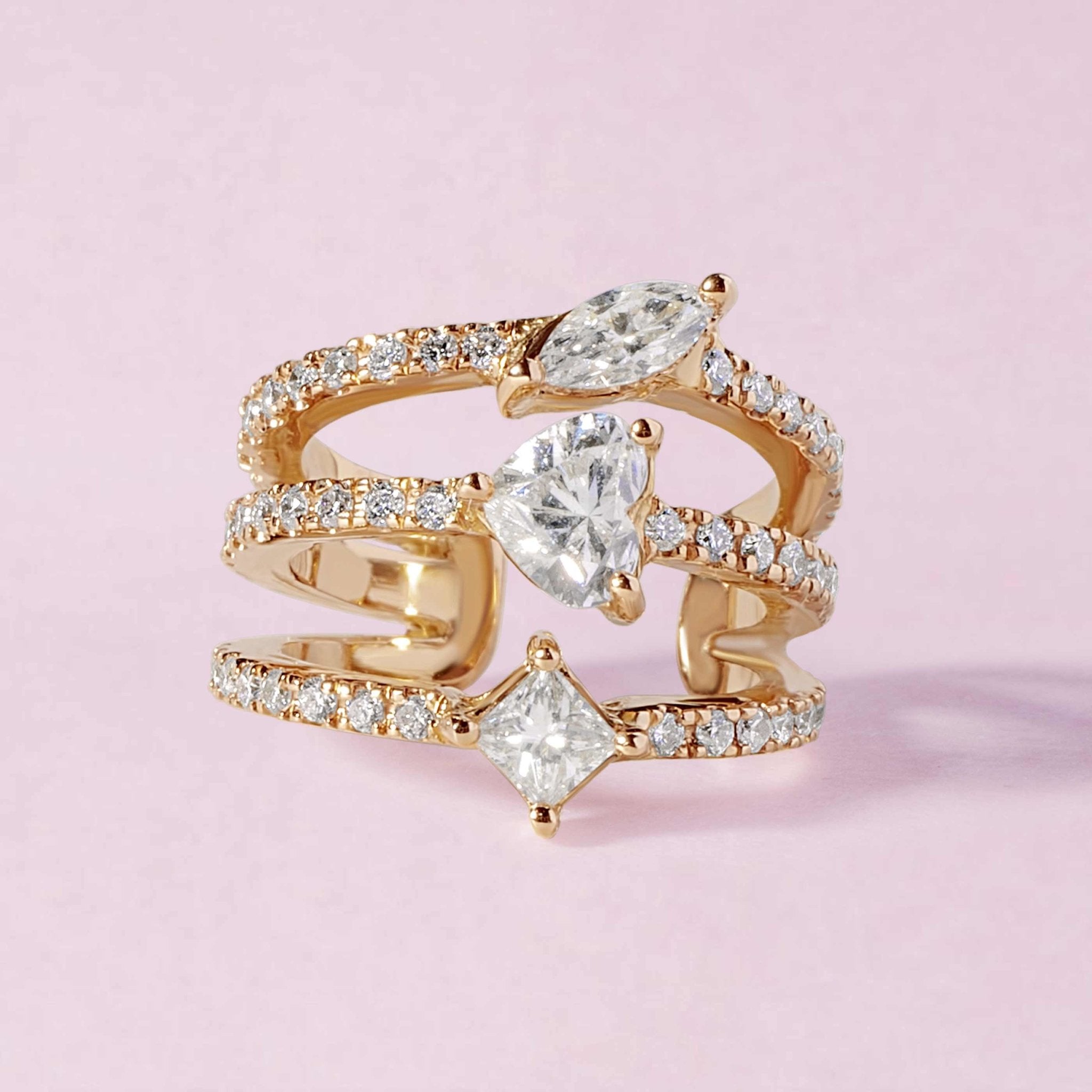 Triple Diamond Cut Ear Cuff Earring - Sparkle Society
