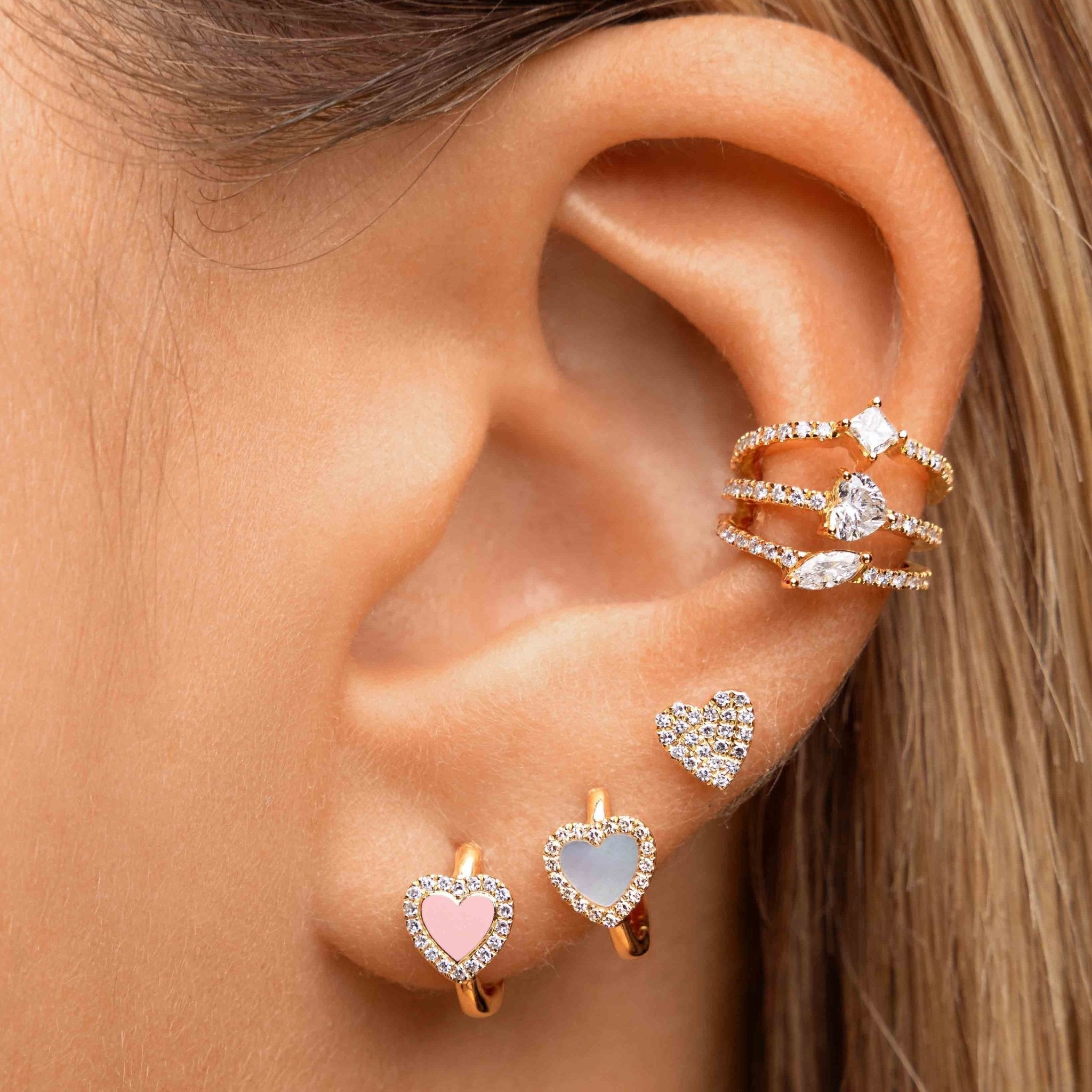 Triple Diamond Cut Ear Cuff Earring - Sparkle Society
