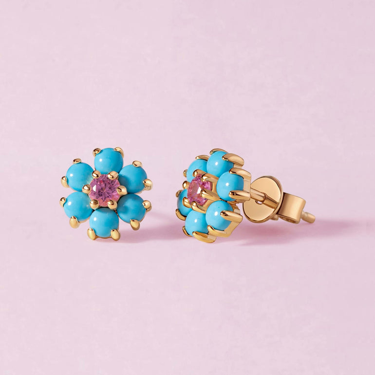 Perfect Turquoise Flower Studs - Sparkle Society
