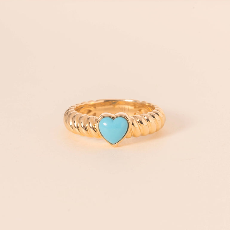 Turquoise Heart Radiant Band Ring - Sparkle Society